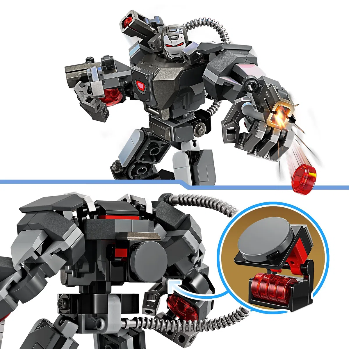 LEGO | Marvel Mech di War Machine, Giocattolo Action Figure da Costruire, Gioco per Bambini e Bambine da 6 Anni con 3 Shooter, Personaggio Leggendario del MCU, Regalo di Compleanno da Supereroi 76277