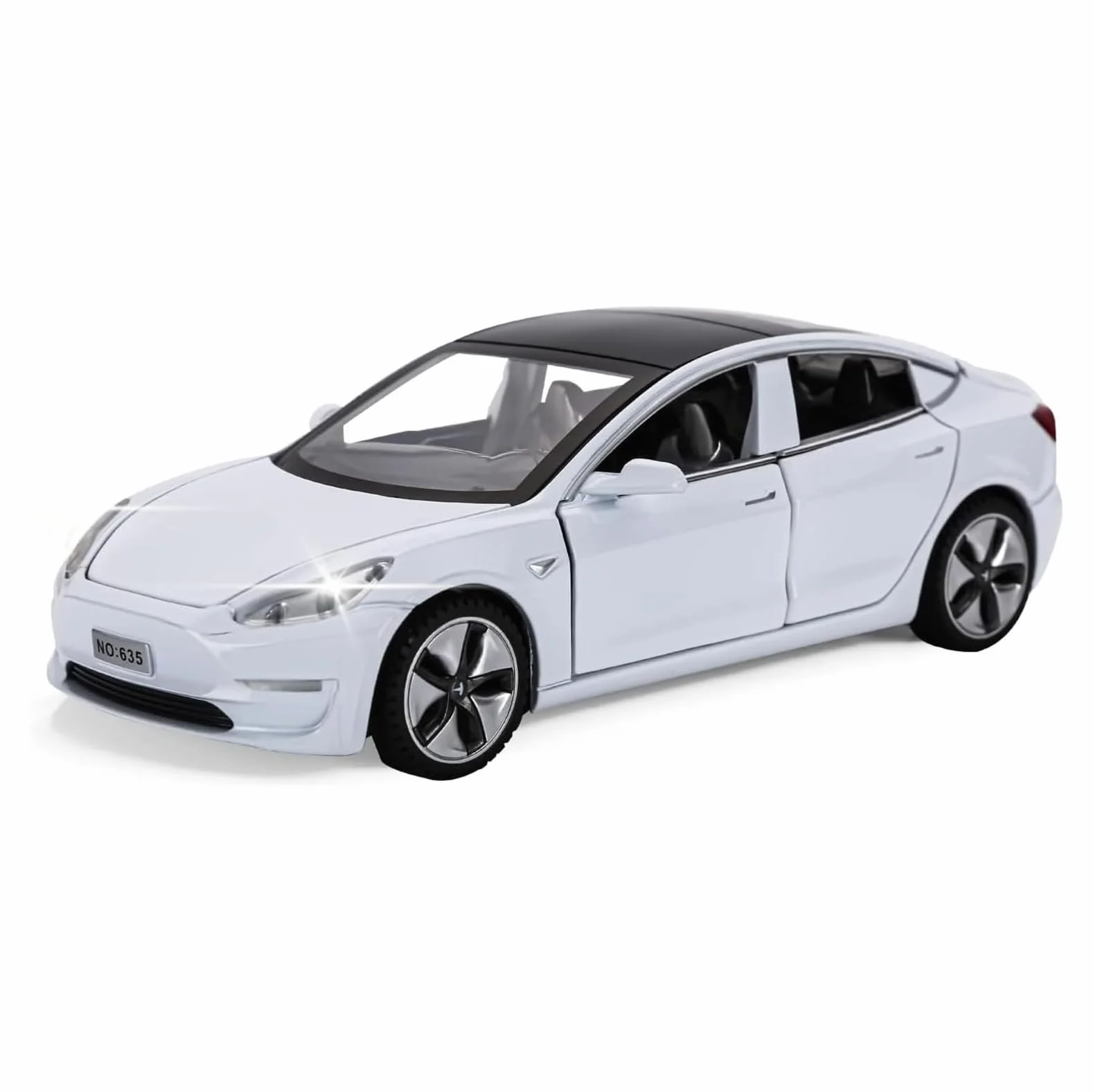 Tesla Model 3 1:32 Modellino Macchinina con Luce e Musica, Funzione Pull-Back, Lega Pressofusa, Ideale per Bambini dai 3 anni e Collezionisti (Bianco)