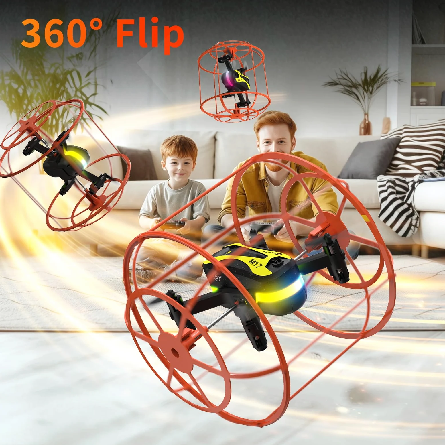M17 Quadricottero RC per Principianti Mini Drone con Copertura Protettiva Modalità Terra-Aria Droni Indoor and Outdoor Capovolgimento 3D Modalità senza Testa Operazione con Un Tasto Regalo