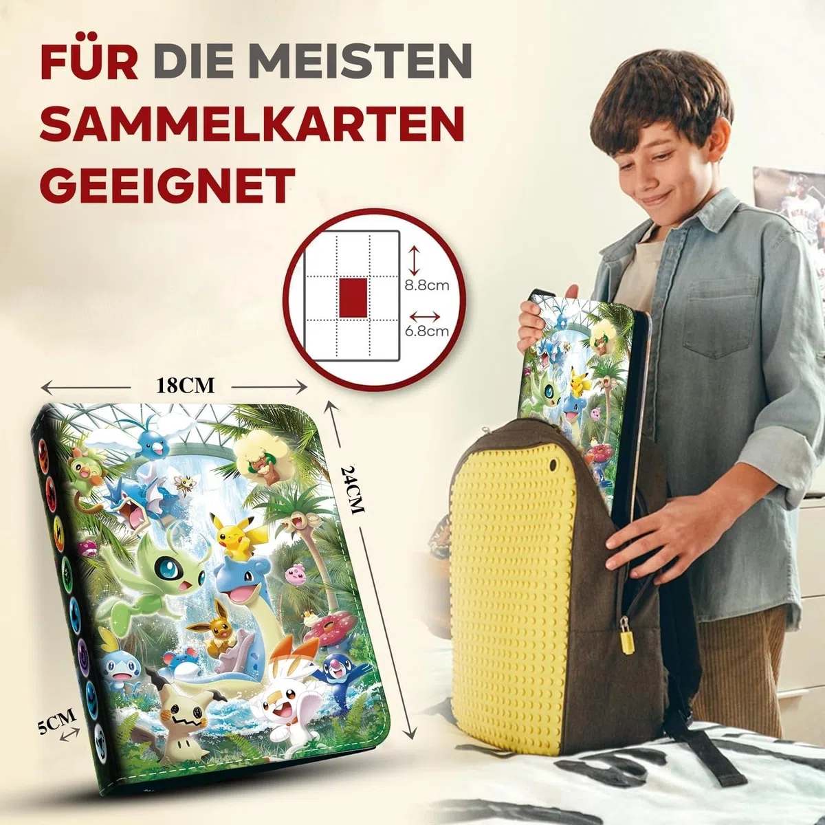 Raccoglitore Carte Pokemon, Album Carte Collezionabili, 50 Pagine Può Contenere 400 Cartes