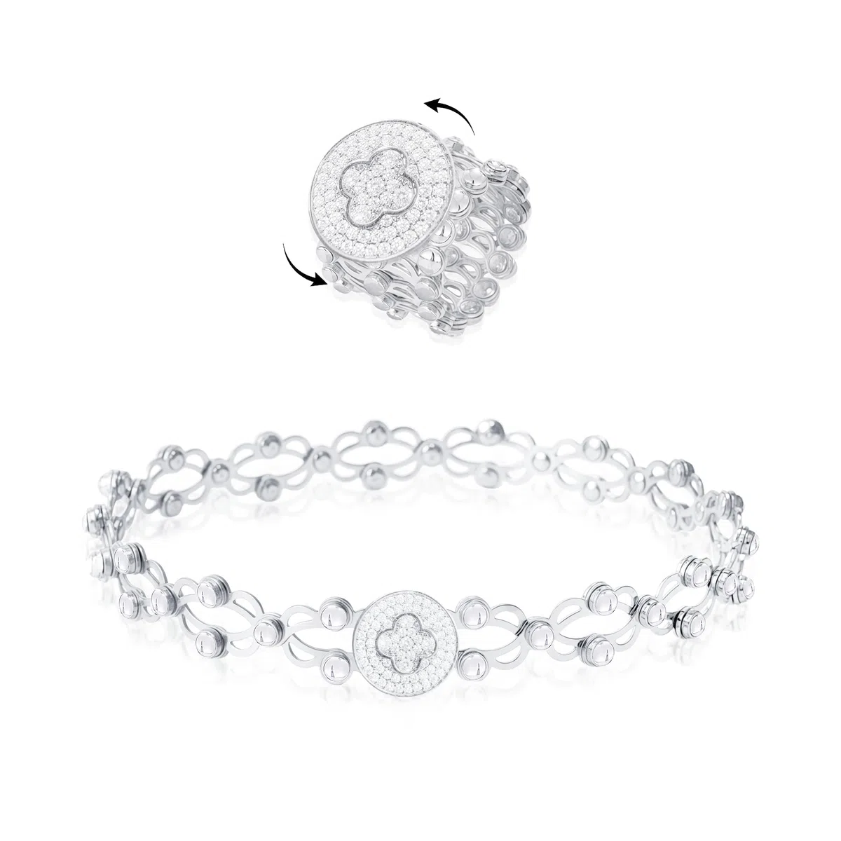 YOEE Anxiety Anello retrattile da donna 2 in 1, anello in argento Sterling 925, anti-stress, elastico Anxiety Fidget, braccialetto spinner fidget anello gioielli antistress unisex