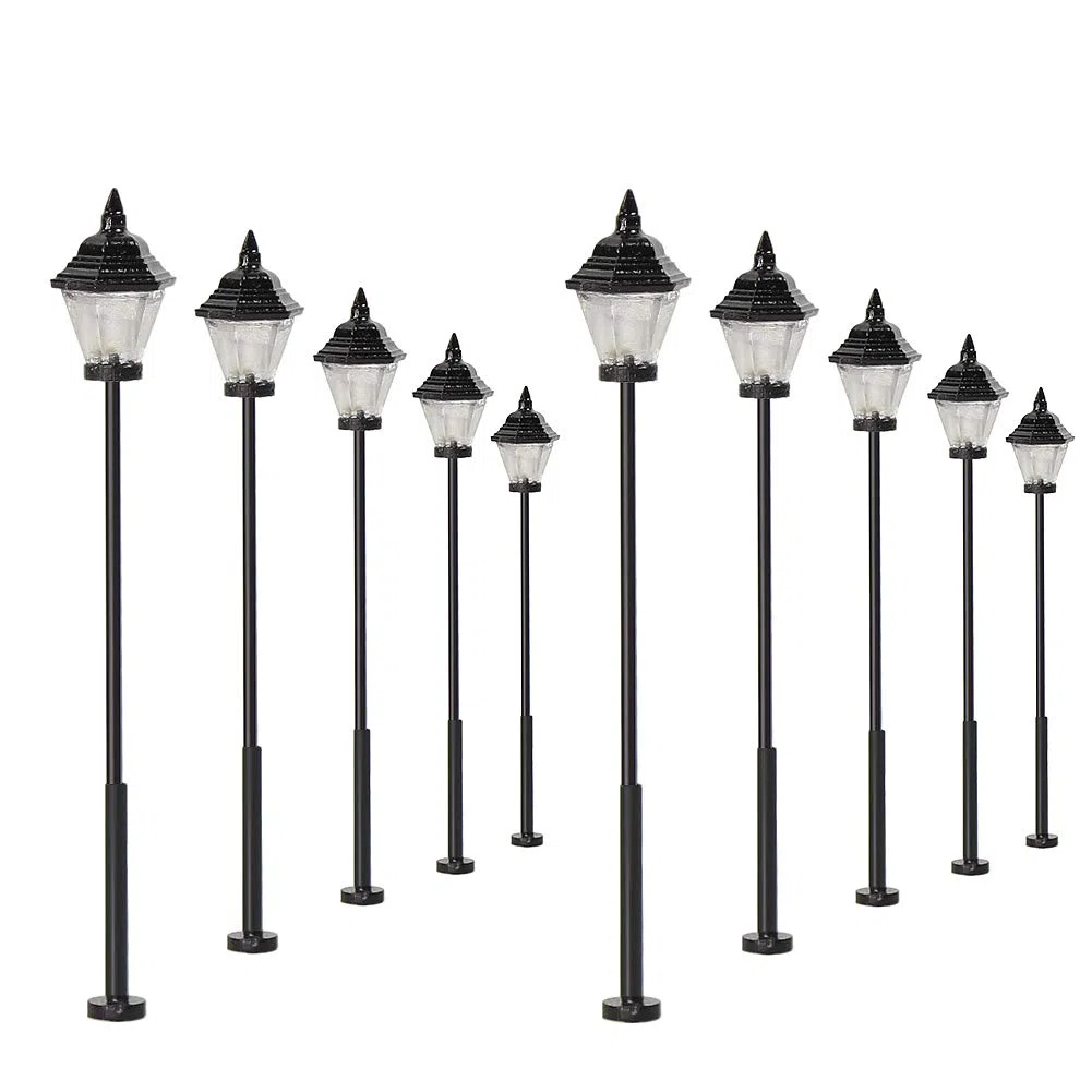 Evemodel 10 Pezzi Modello ferrovia Lampada lampione Stradale 57mm Calibro H0 Decorazione Bonsai