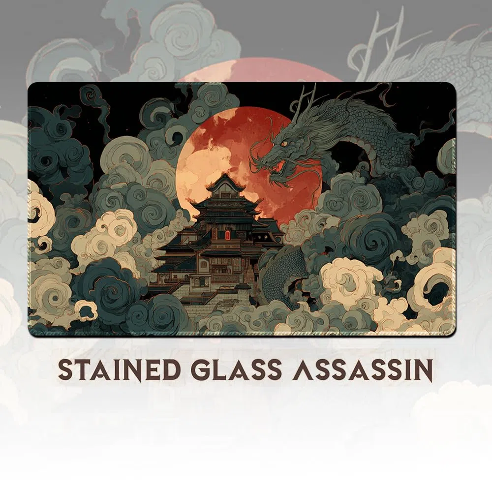 MTG Play Mat, 60 x 35 cm MTG TCG Play Mat with Stitched Edges, HD Print Play Mat for Card Games, Non-Slip Gaming Play Mat with Storage Bag, Tree, Fighting Game Mat (No Zone,4)