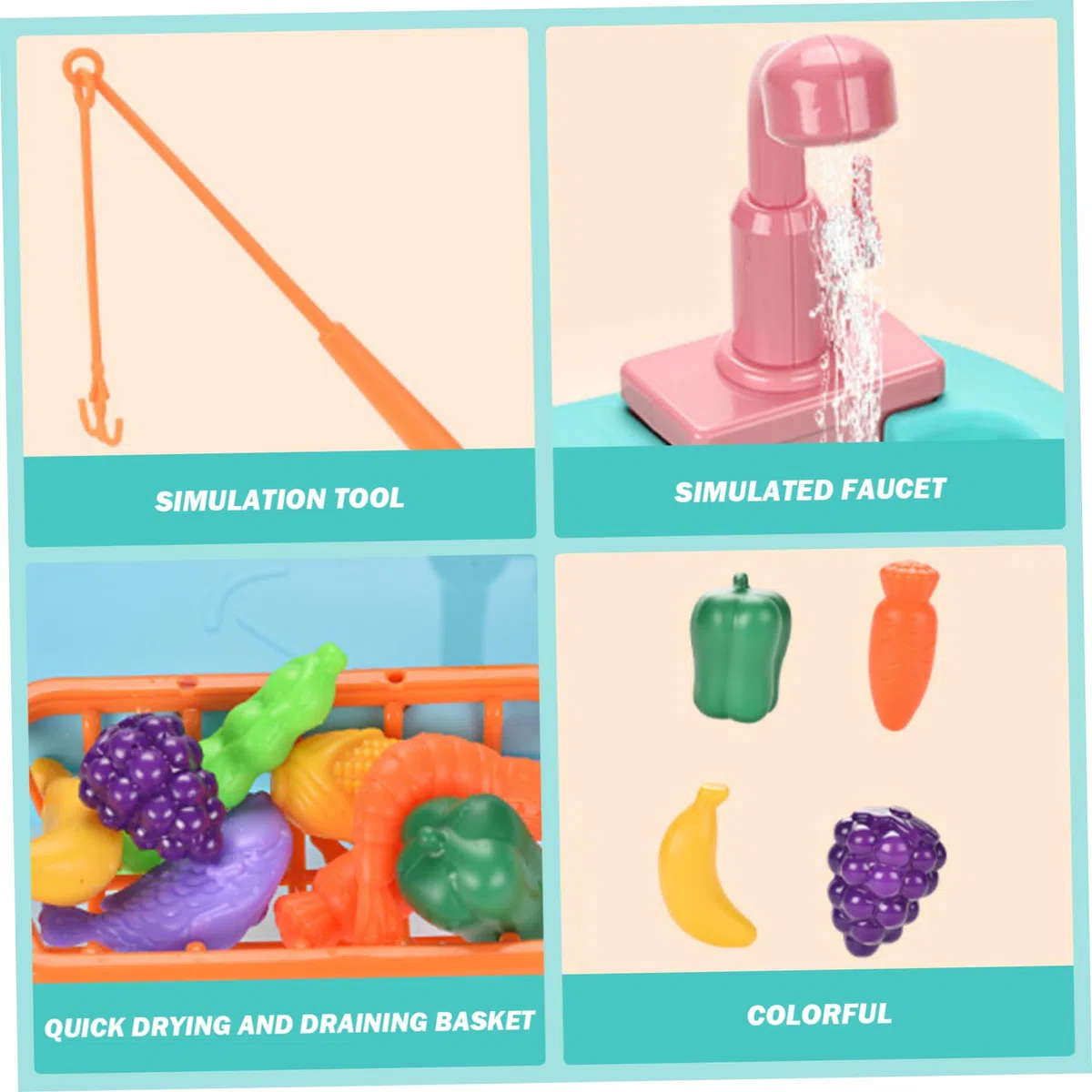 Lavandino da gioco con acqua corrente a circolazione elettrica, set da 21 pezzi, lavandino per bambini 2 in 1, senza BPA, simpatico dinosauro cartone animato educativo, giochi di finzione, giocatt