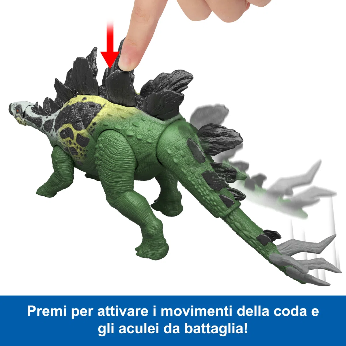 Mattel Jurassic World - Stegosauro Gigantic Thrashers, dinosauro di grandi dimensioni con 2 azioni d'attacco incluse e funzioni di evoluzione speciali, 4+ anni, JKL85