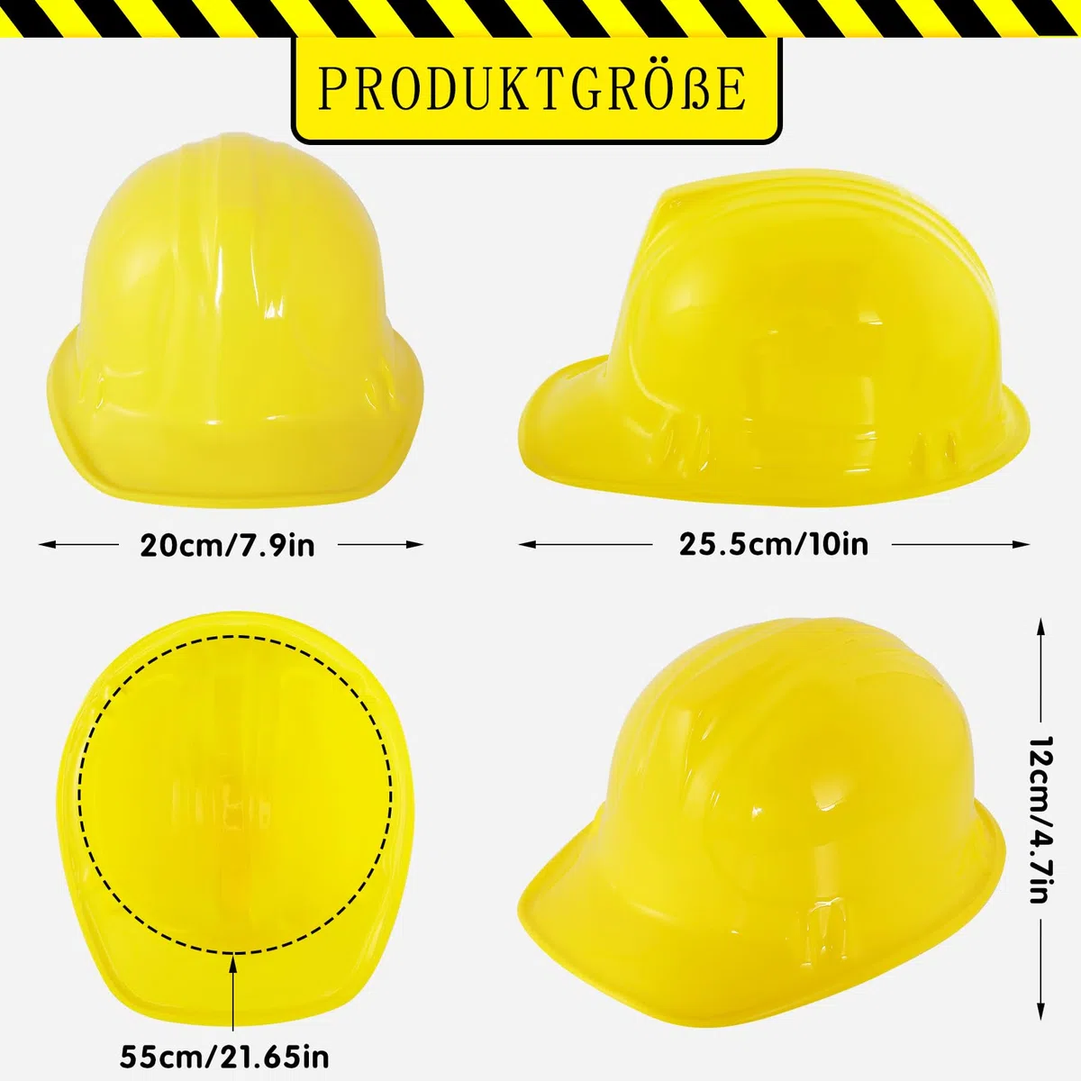 Set 12 Pezzi Casco da Costruzione Morbido Giallo per Bambini - Cappelli Protettivi, Accessorio per Feste