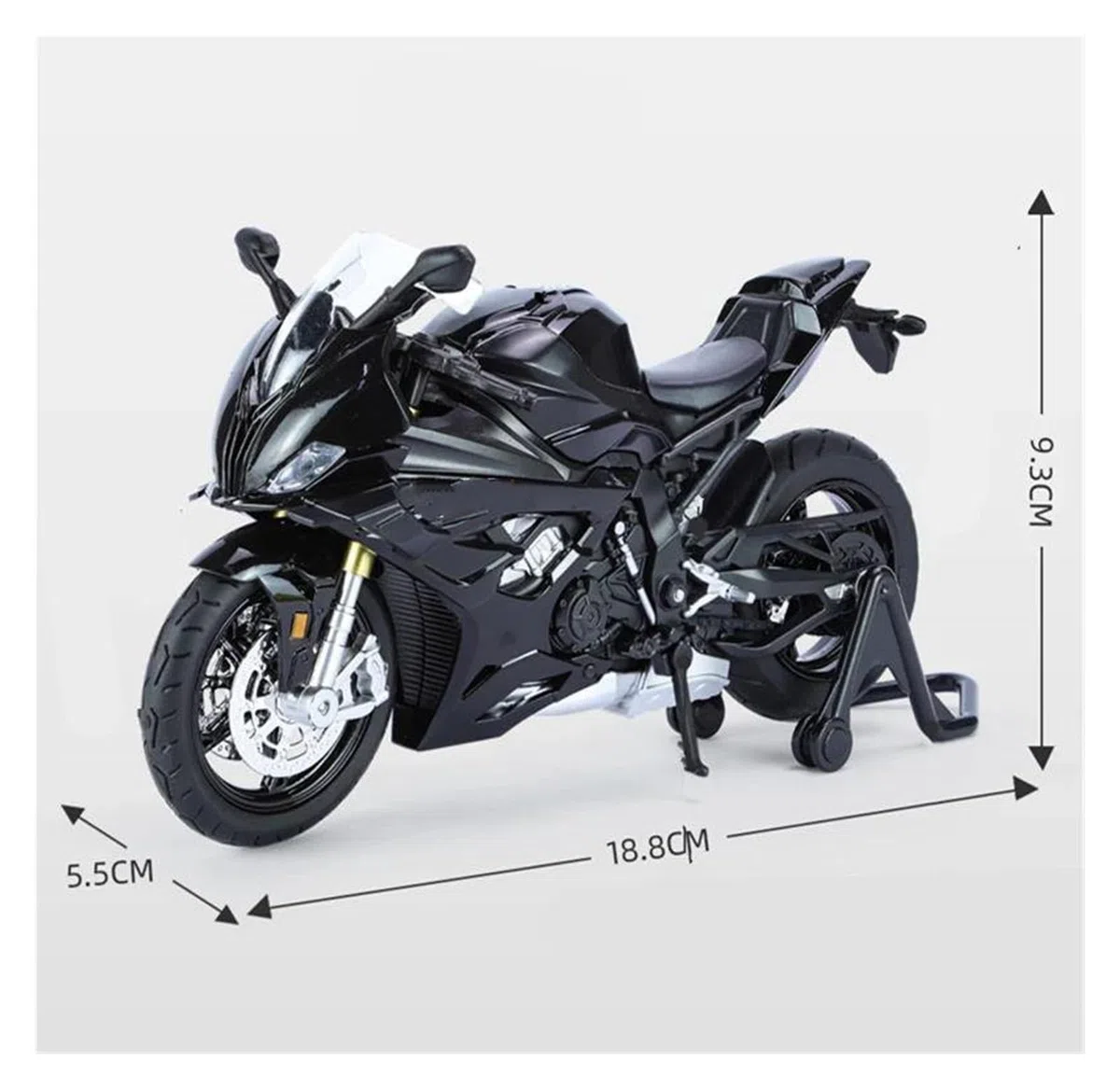 Modellino Moto Miniatura per BM&W S1000RR S 1000 RR Modello in Metallo Pressofuso per Motocicletta(Nero)