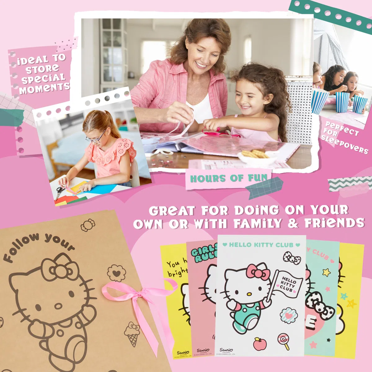 Hello Kitty Sanrio Scrapbooking Kit Bambina Set Arte con Scrapbooking Accessori Kawaii Giornale Adesivi Francobolli Penne Gel Anime Regalo Ragazza