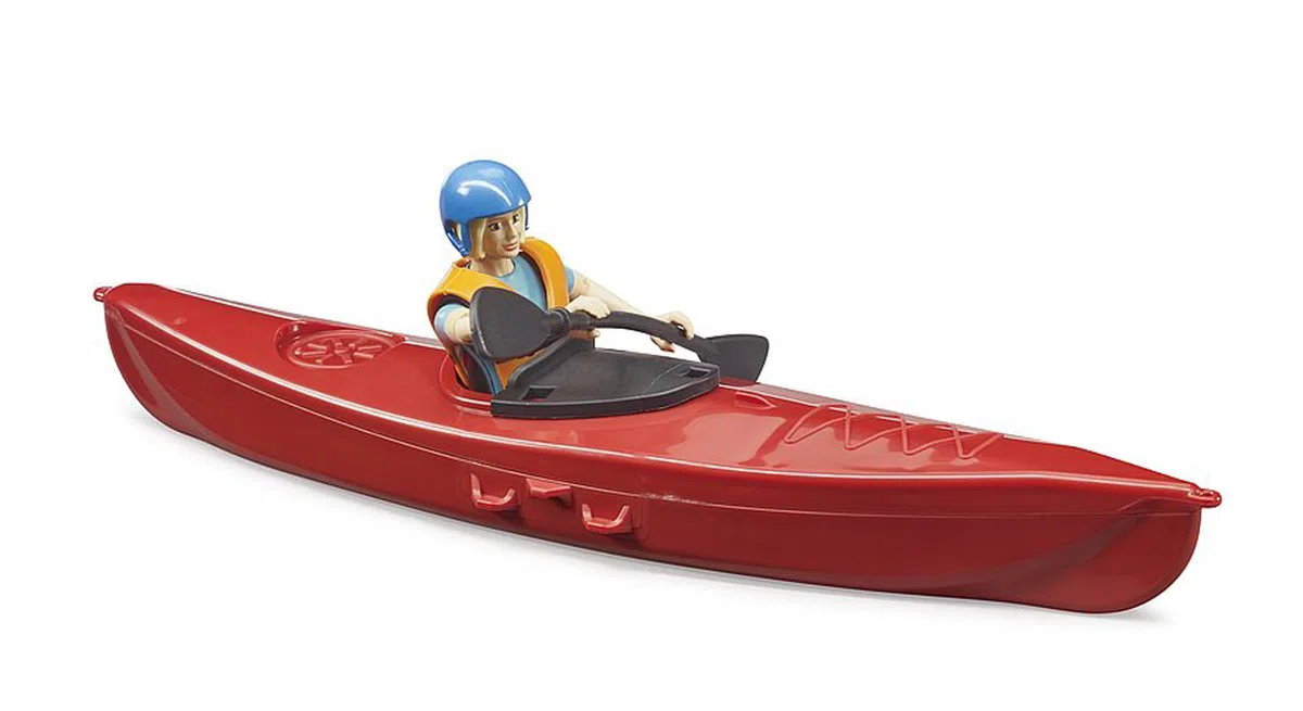 bruder 63155 - kayak bworld con figura, figura giocattolo, giocattolo acquatico