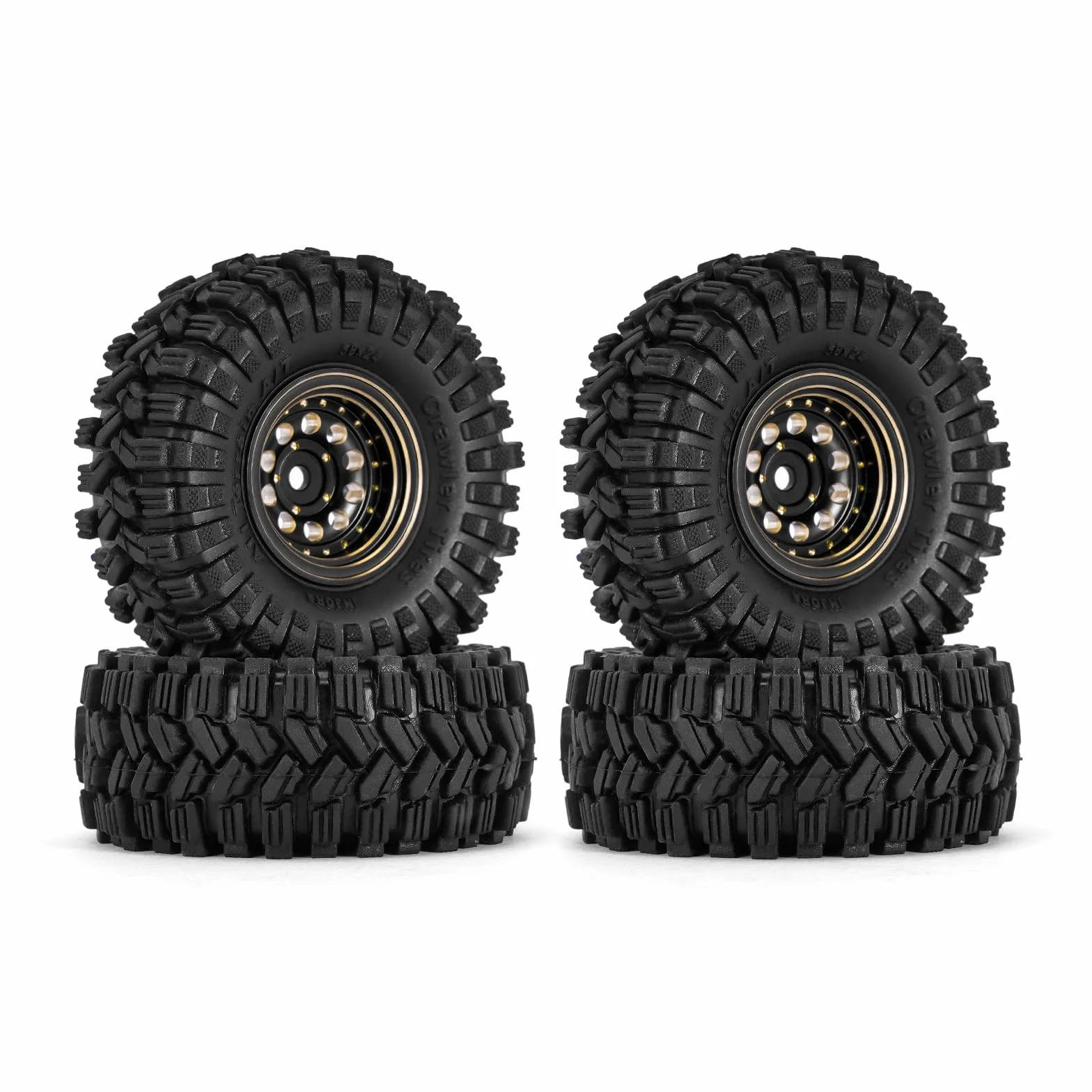 INJORA Ottone Rivestimento Nero 1.0 Pneumatici Beadlock Cerchi per Axial SCX24 AX24 TRX4M FCX24 Upgrade 1/24 1/18 RC Crawler Auto,Ottone