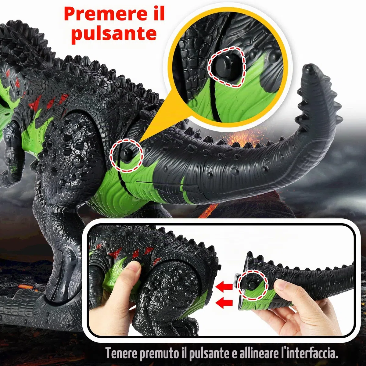 TOEY PLAY T-Rex Dinosauro Giocattolo Gigante, 47cm Dinosauro che Cammina, Tyrannosaurus Figure con Ruggiti e Luci, Giochi Dinosauri 3 4 5 6 Anni, Regalo per Bambini