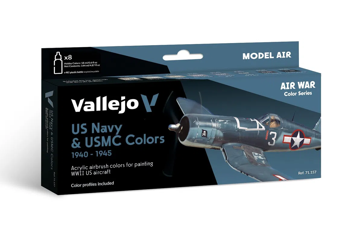 Vallejo Pintura Acrilica Model Air US Navy and USMC Colors, Finitura Opaca, 18 ml, Ideale per Aerografo e Modellismo