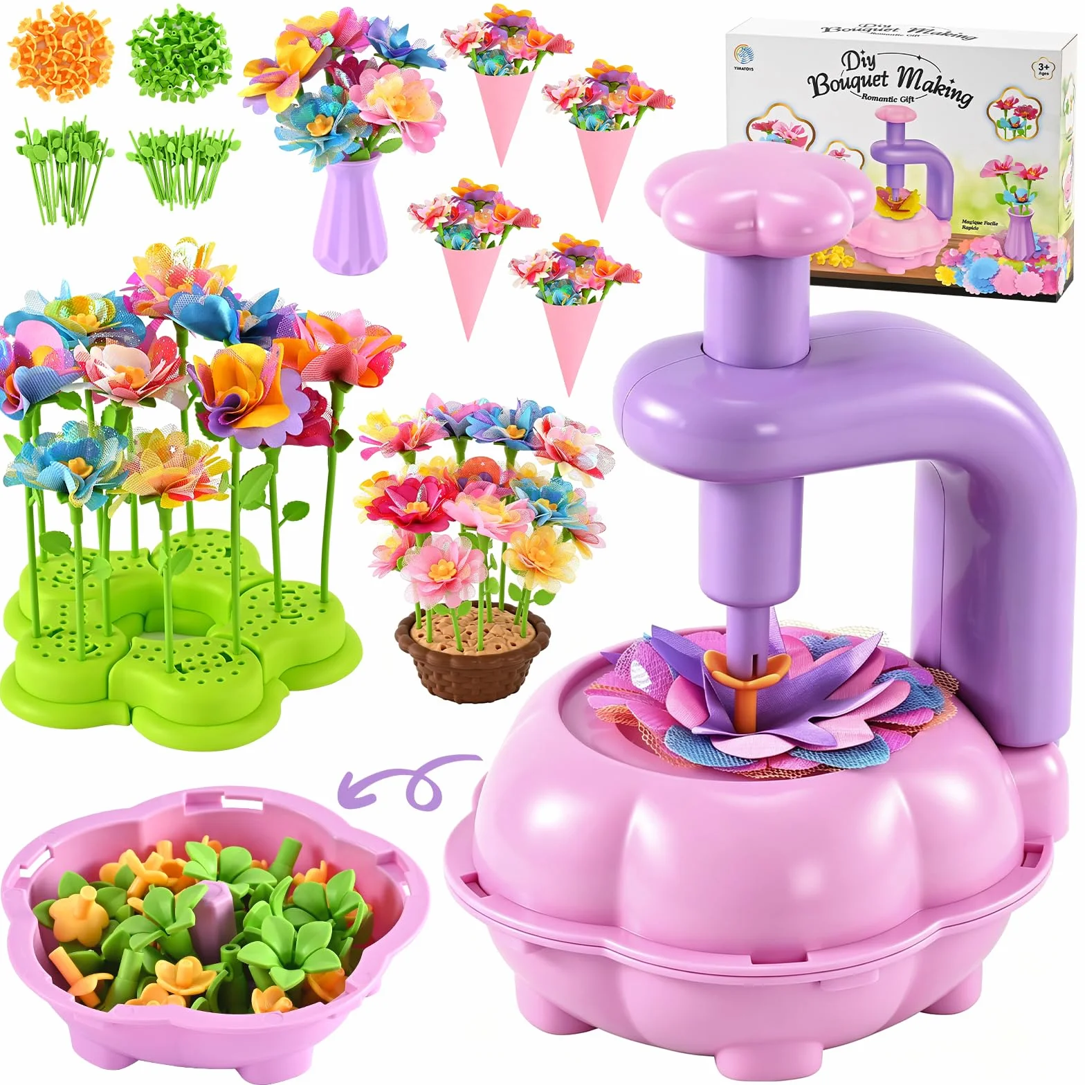 BlueSwan Regalo Giochi Bambina 4 5 6 7 8 9 10 11 12 + Anni Femmina, Pressa per Fiori, Gioco Educativ Giocattoli Sensoriali, Kit Lavoretti Creativi per Bimba, Bambine Laboratorio dei Fiori Bouquet