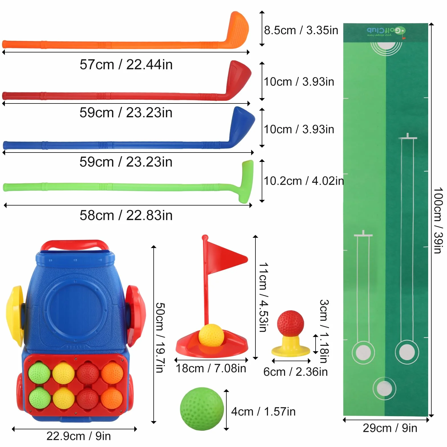 Toddler Golf Set Giocattoli per Bambini, Golf Valigia Gioco, 4 Mazze da Golf, 8 Palline, Giochi da Esterno per Bambini, Set di giocattoli da golf per bambini Giocattolo per Ragazzi Ragazze