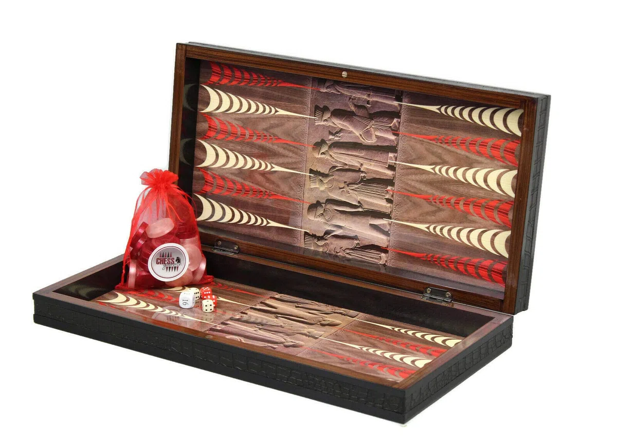 BACKGAMMON SET GRANDE DA GAMBO IN LEGNO PIEGHEVOLE DI QUALITÀ E CIELO (Antico 2,5-50,8 cm)