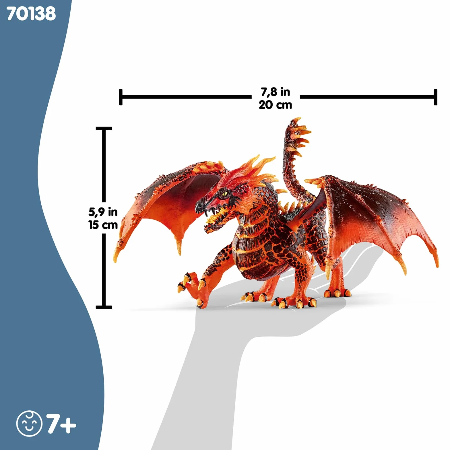 SCHLEICH ELDRADOR Creatures | Drago di Lava 70138 | Figura mostruosa ELDRADOR con mascella e Ali mobili | Giocattolo Fantasy per Bambini dai 7 Anni | Idea Regalo | 20 x 14 x 15 cm