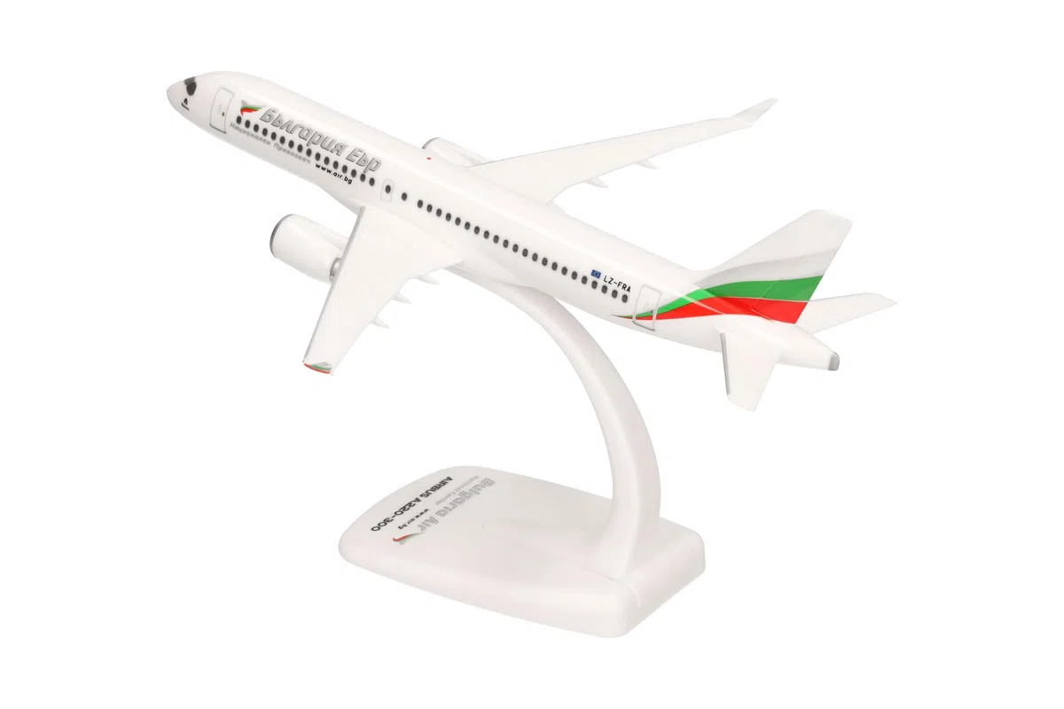 Herpa modello di aereo Bulgaria Air Airbus A220-300, in scala 1:200 - Snap-Fit, pezzo da collezione, miniatura deco, statuetta con supporto in plastica