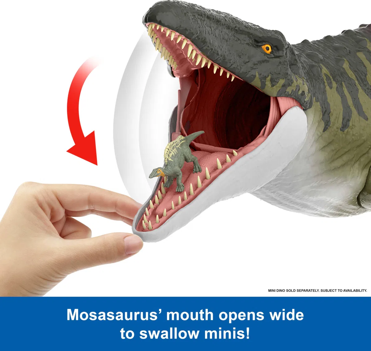 Mattel Jurassic World Rebirth - Mosasauro Super Colossale, enorme dinosauro snodato con due mosse d'attacco, look fedele al film, giocattolo per bambini, 4+ anni, JGB51