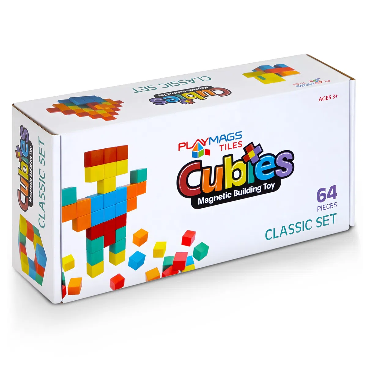 Playmags Blocchi Magnetici Giocattolo Da Costruzione, 64 Pezzi Di Cubi Magnetici STEM Giocattoli Per Bambini Piccoli E Ragazzi, Prescolare, Giocattolo Educativo Sensoriale Di Costruzione