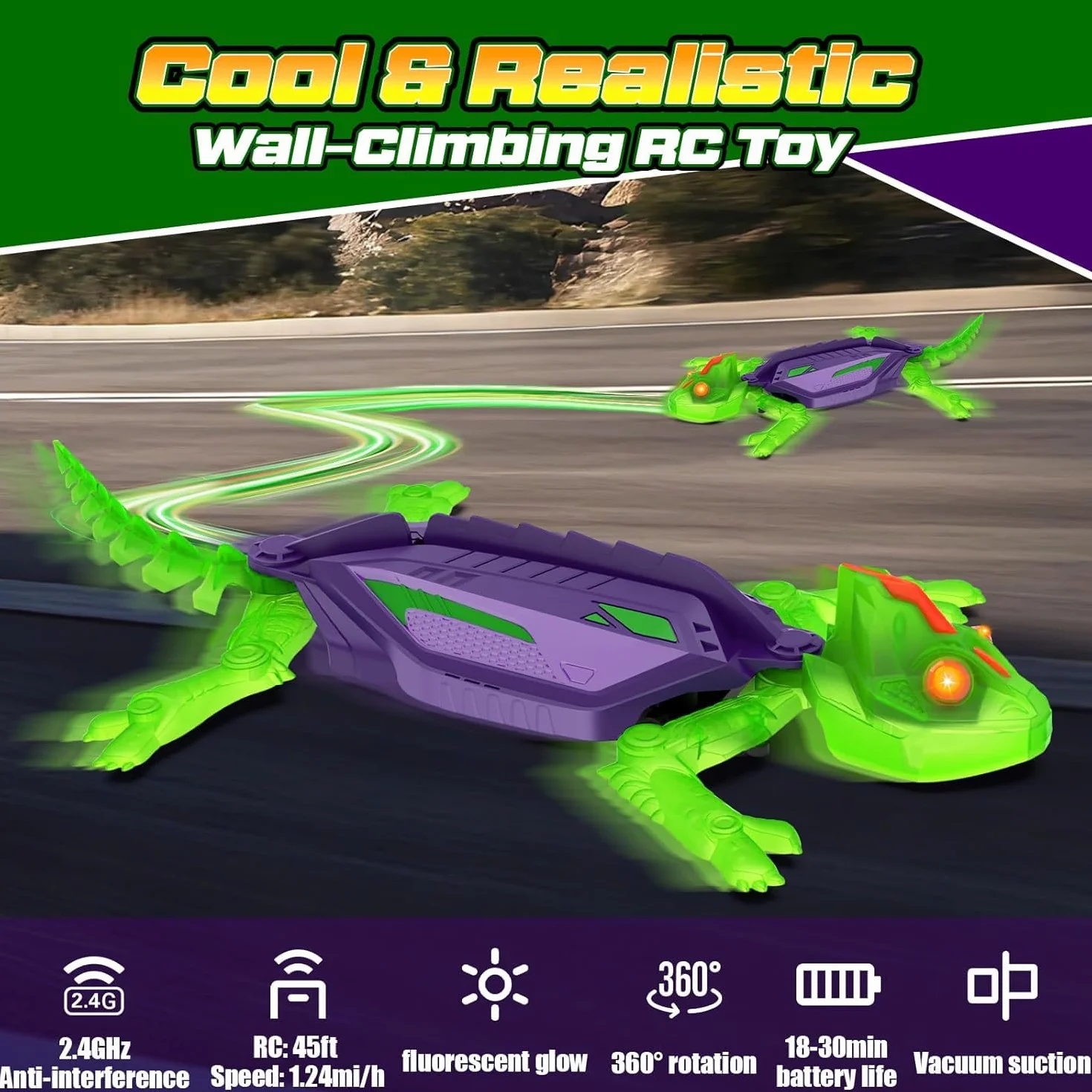 Goody King Geco Telecomandato - Rettile che Scala Pareti e Soffitti - Giocattolo con Movimenti Realistici e Rotazione 360° - Giocattoli interattiviper - Regalo per Bambini e Bambine da 3+ Anni