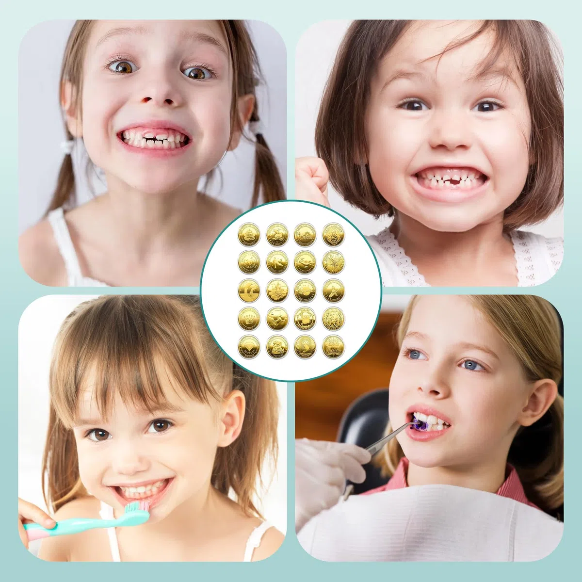 Monete Fata dei Denti, 20 pezzi Regalo Fatina dei Denti, diversi design Regali della Fatina dei Dentis per ragazze e ragazzi
