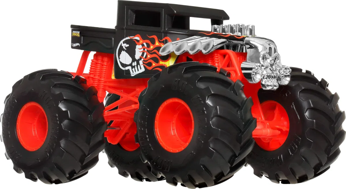 Hot Wheels Monster Trucks, Monster Truck di grandi dimensioni, scala 1:24, camion giocattolo pressofuso con ruote giganti e design alla moda