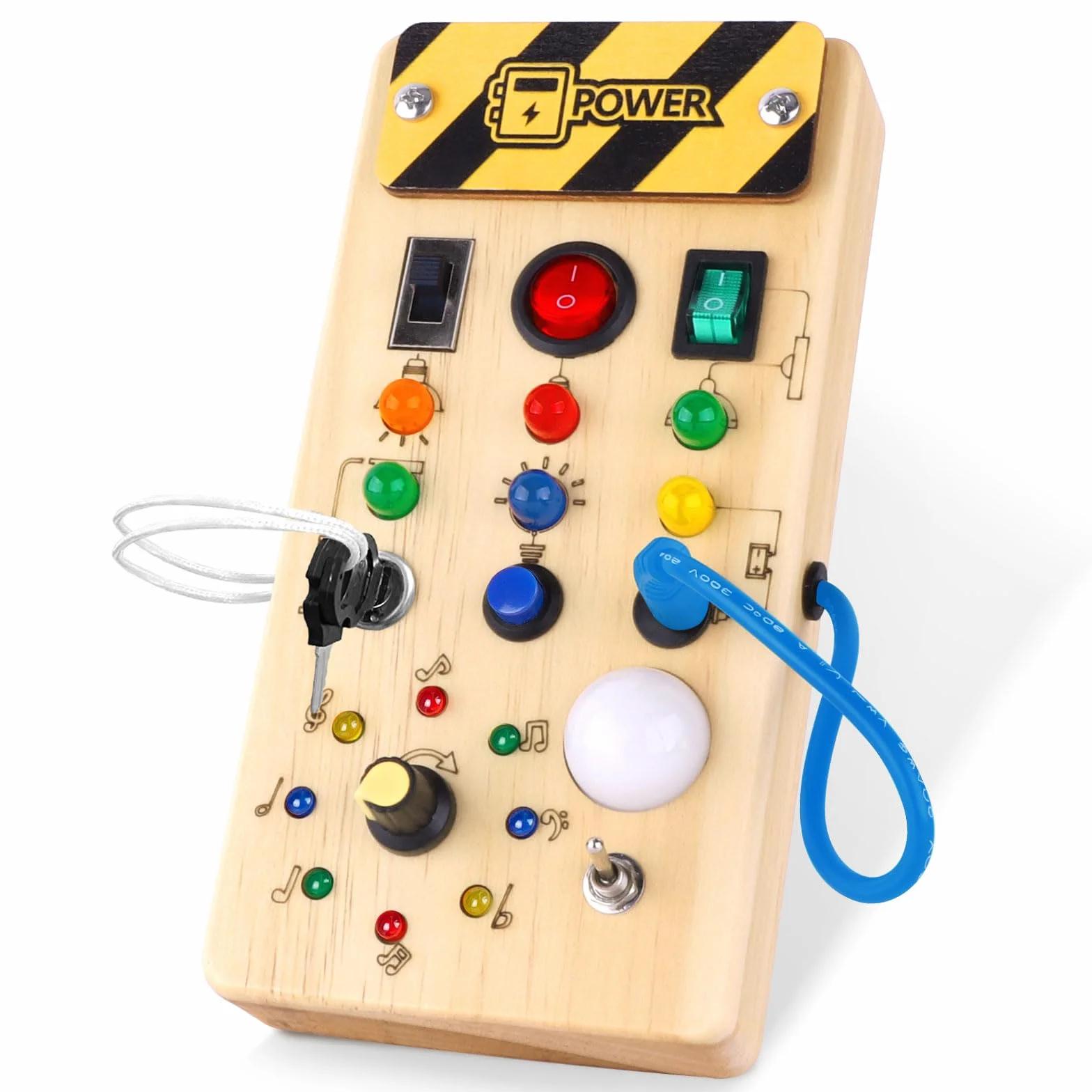 Giochi Bambini 1 Anno Montessori Busy Board Gioco Bambino Regalo Bambino 1 2 3 Anni Lavagna Montessori Sensoriale con Interruttore Luminoso a LED in Legno attività Educative Giocattoli da Viaggio