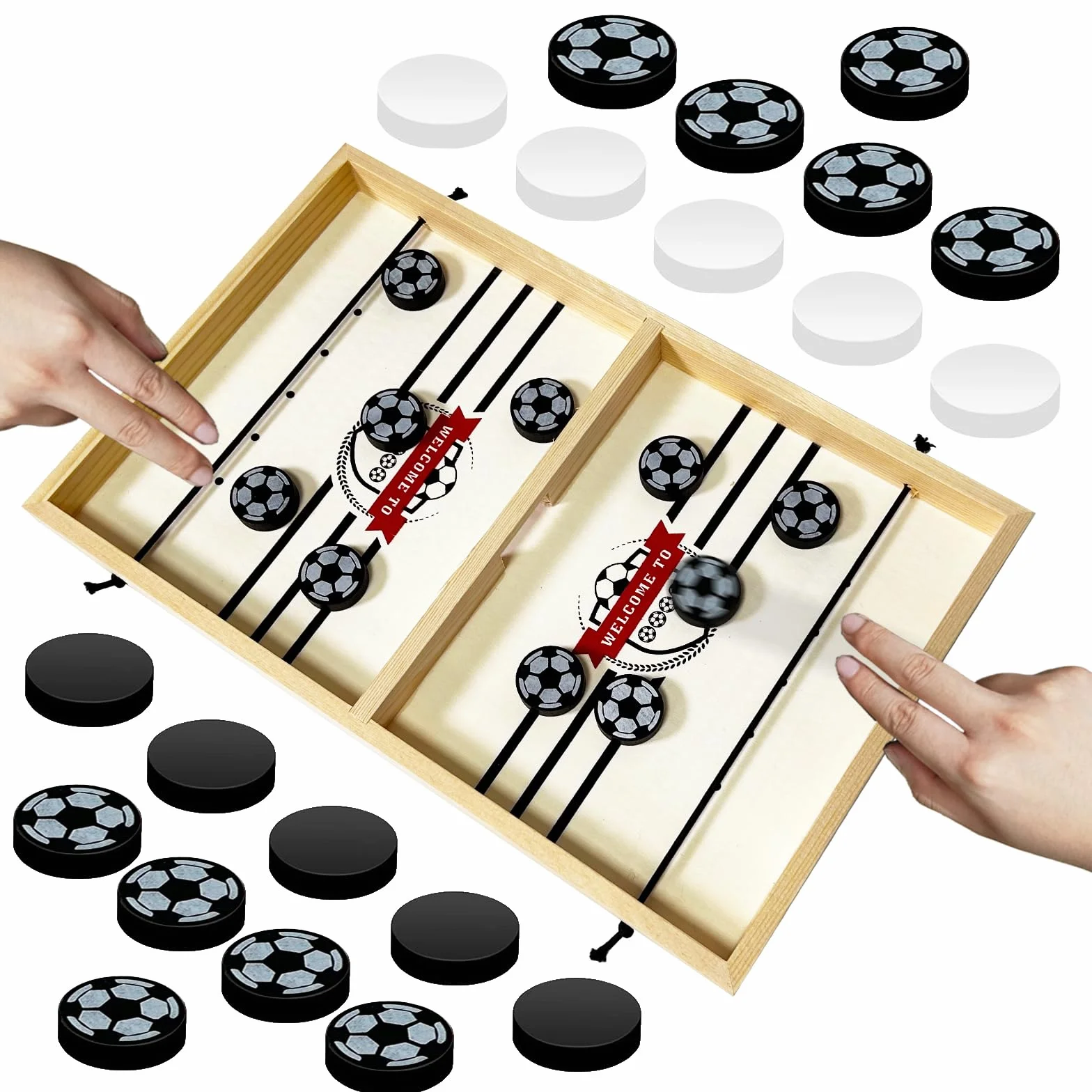 Hockey da Tavolo ad Aria, Doppio Combattimento rapido Rimbalzo, Set di scacchiere Portatile, Air Hockey da Tavolo per Bambino, Adatto Come Regalo per Genitori e Bambini, Sling Puck - Calcio