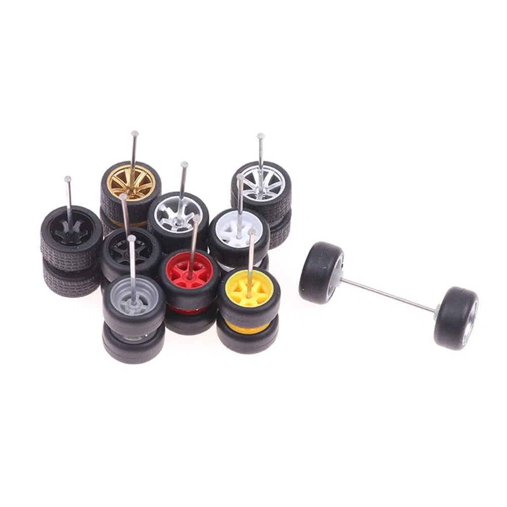 10 Set di Ruote All Terreno 1/64/Pneumatici in Gomma, Pneumatico Rimovibile da 18,3 mm per Ruota 1:64 Modello Camion RC All Terreno SUV Colore Casuale
