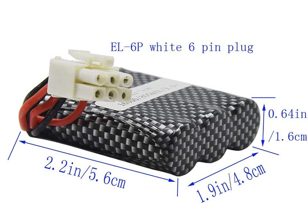 Confezione da 2 batterie ricaricabili agli ioni di litio da 9,6 V, 800 mAh, 20 C, EL-6P, con caricabatterie USB, set per auto radiocomandate, fuoristrada, camion, ponticello, veicoli Drift