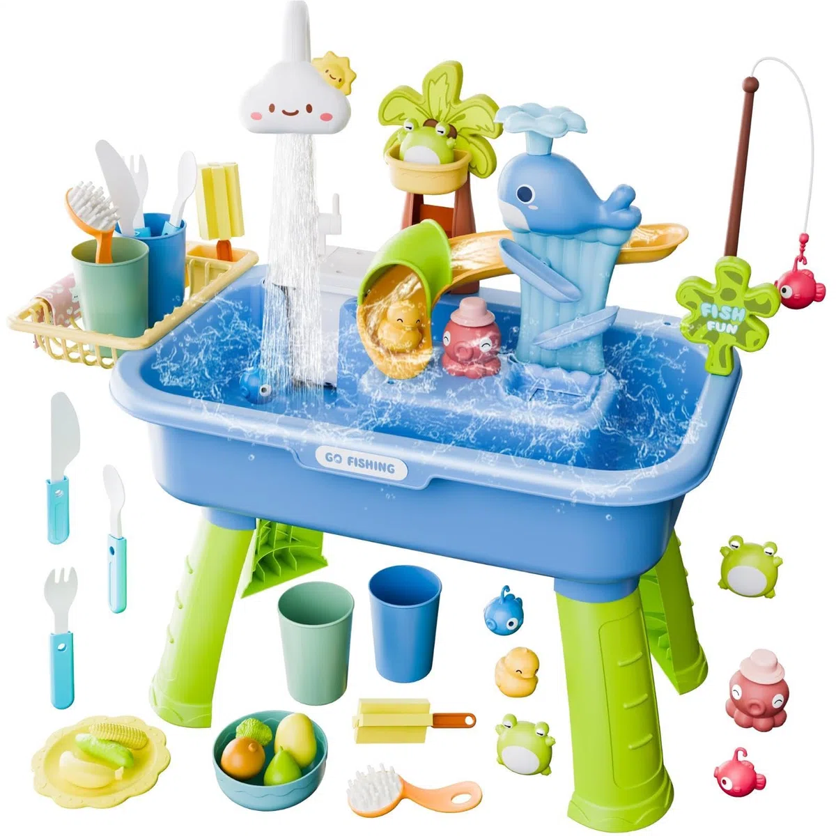 Tavolo Da Acqua Per Bambini - Giochi Per Lavello Da Cucina Per Bambini - Lavello Da Gioco In 4 In 1 | Giocattolo Per Attività Sensoriali Per Ragazzi E Ragazze, Giochi Acquatici All'aperto, Ta
