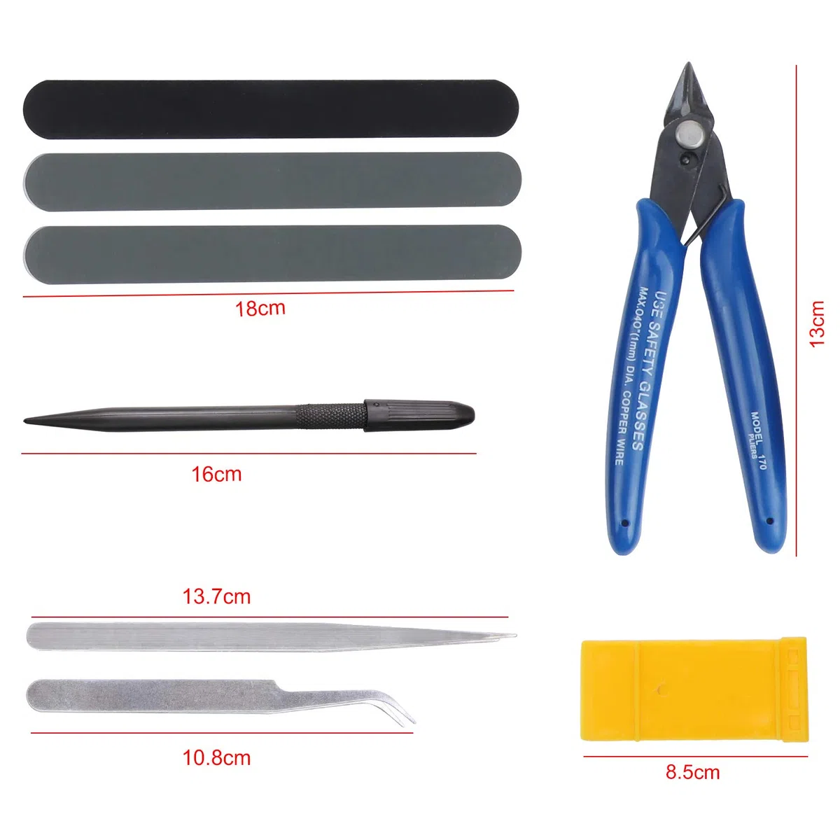 HSEAMALL 11PCS Kit di strumenti per modelli Guandam, strumenti base per modellazione di auto Bandai Hobby Gundam, riparazione e fissaggio