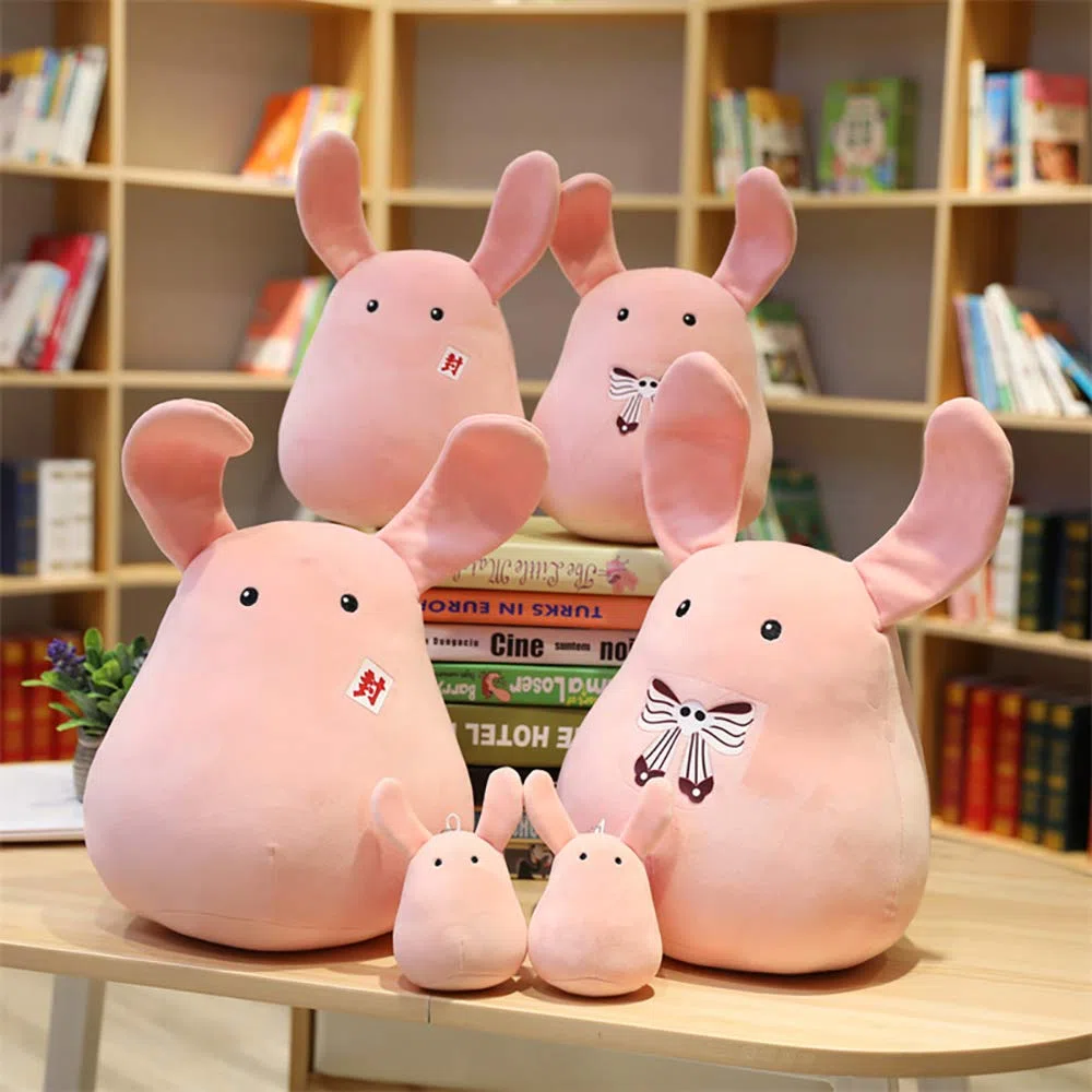 Anime rosa carino peluche bambola coniglio bambola lancio cuscino morbido imbottito peluche portachiavi ciondolo giocattolo per Anime fan Chritsmas compleanno