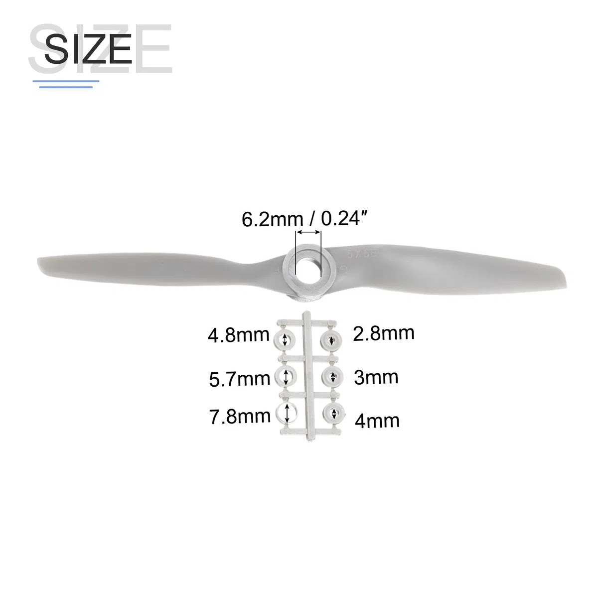 QUARKZMAN 5pz 8x4" Elica RC Eliche 2 Pale Grigie con Ring Adattatori per Sostituzione Elica RC Aeroplano Aereo