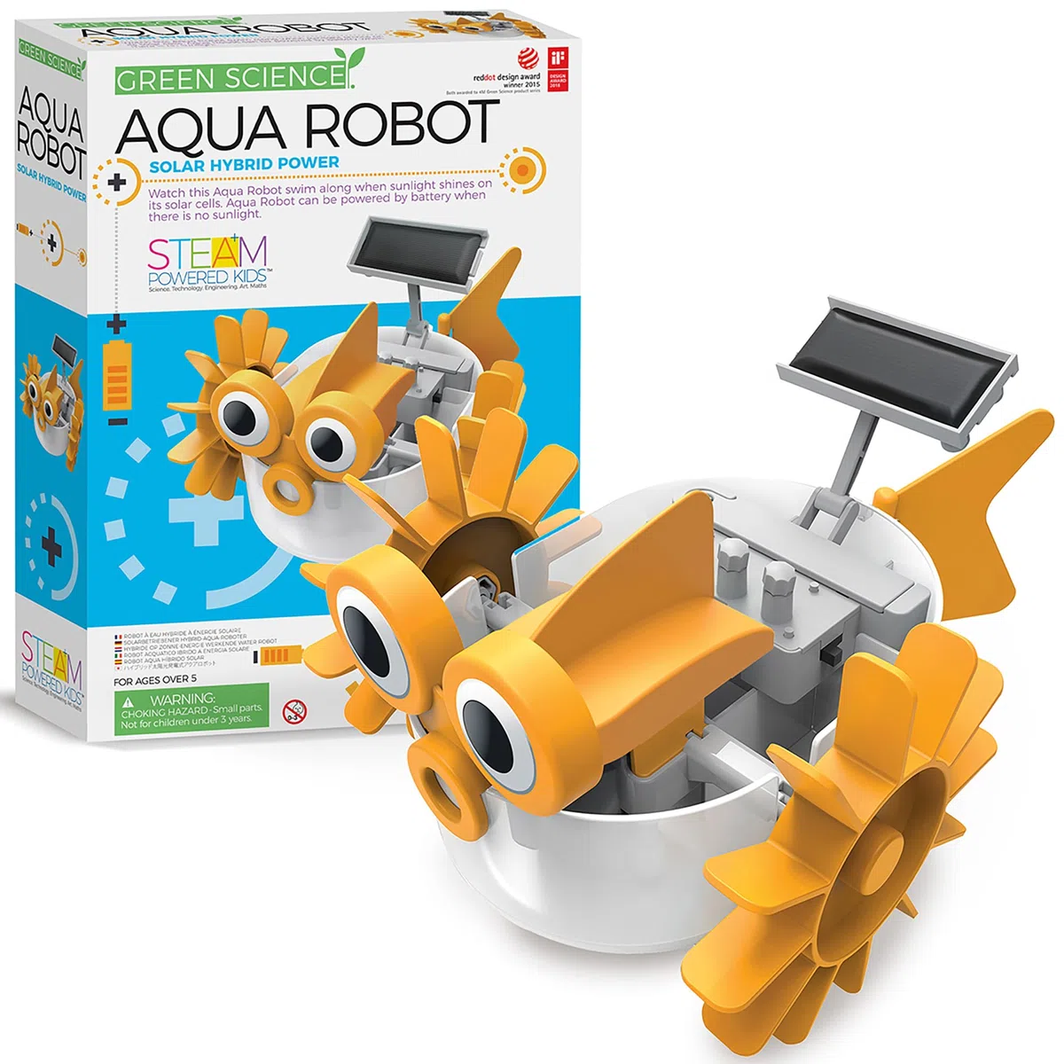 4M 403415 Green Science Aqua Robot-Solar Hybrid Power, Multi