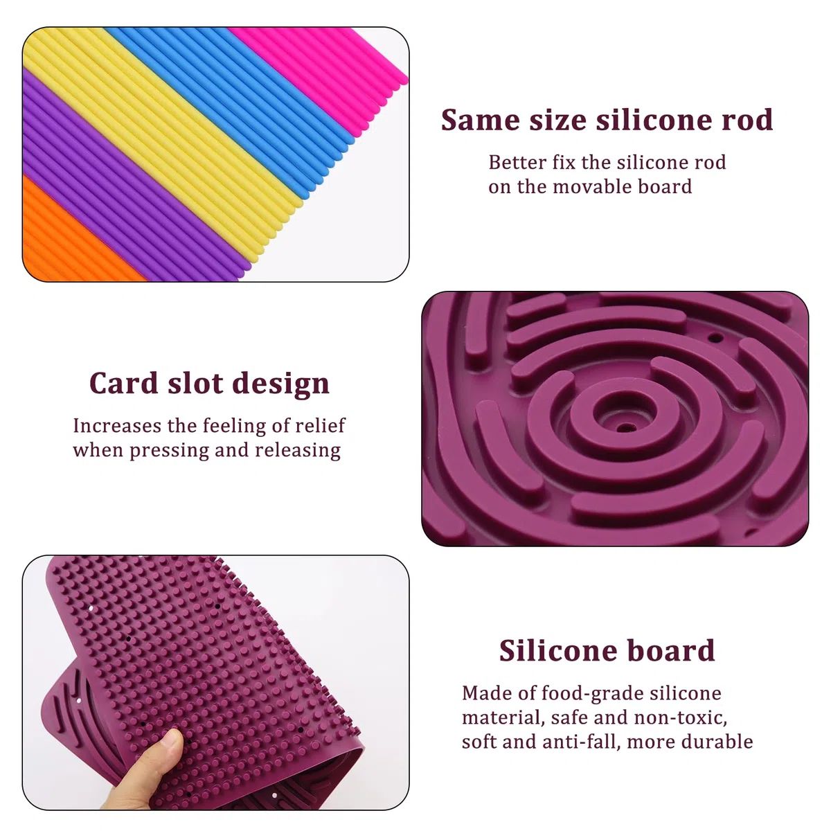 OMJMYY Sensory Activity Board 20 x 29.5 cm Tavola da attività Sensoriale Silicone Fidget Toy con Borsa da Viaggio e 40 Corde per Bambini e Adulti ADHD Ansia Stress Autismo (Rosso Scuro)