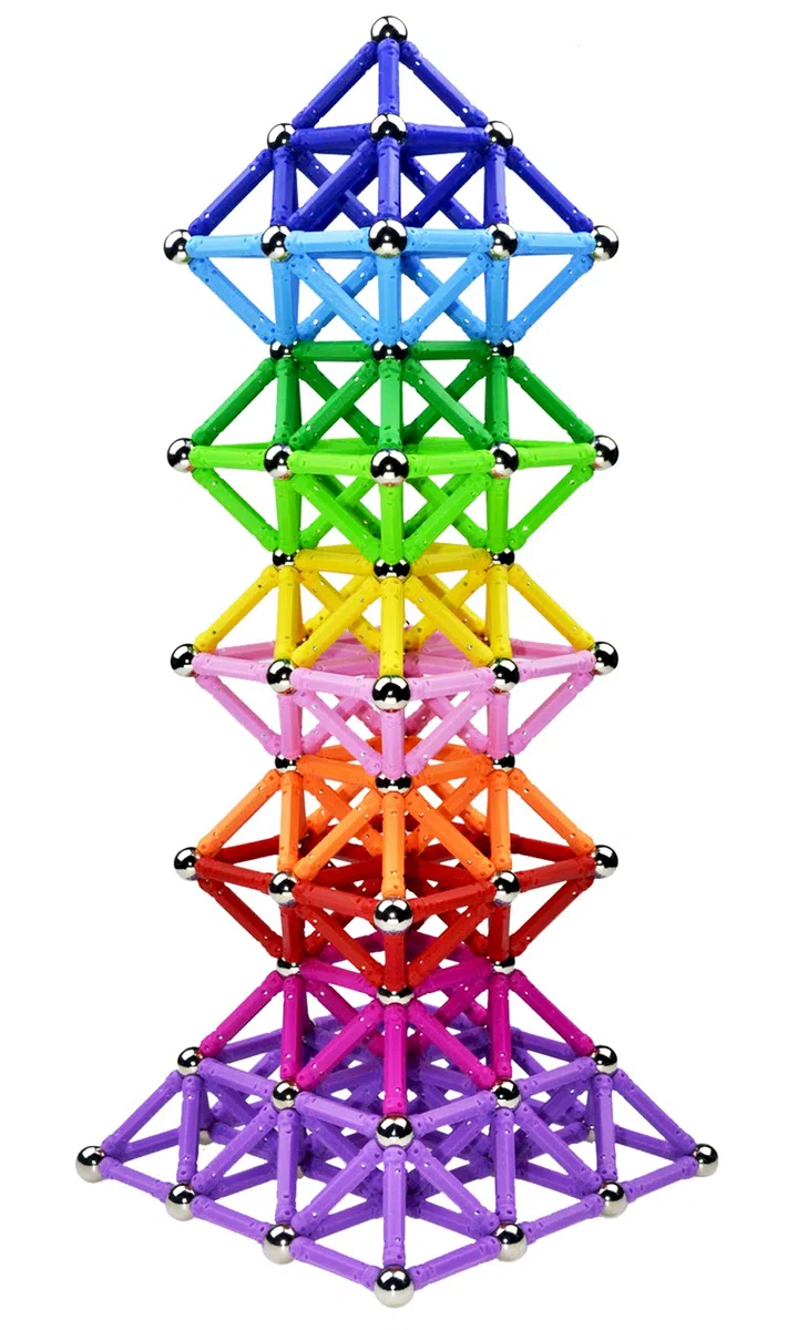 Beicarin 150 bastoncini magnetici da costruzione, per giocattoli educativi, magnetici, blocchetti magnetici, bastoncini, impilabili, per bambini e adulti