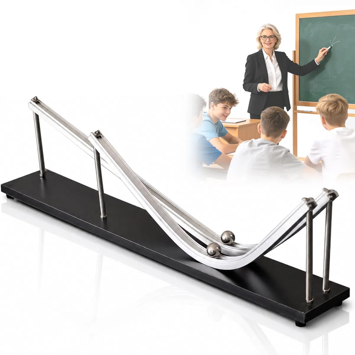 Kit Dimostratore Di Inerzia Fisica, Kit Dimostrativo Di Inerzia, Apparato Per Esperimenti In Classe Con Sfere In Acciaio E Binario In Alluminio, Apprendimento STEM, Per Forza, Movimento, Inerzia