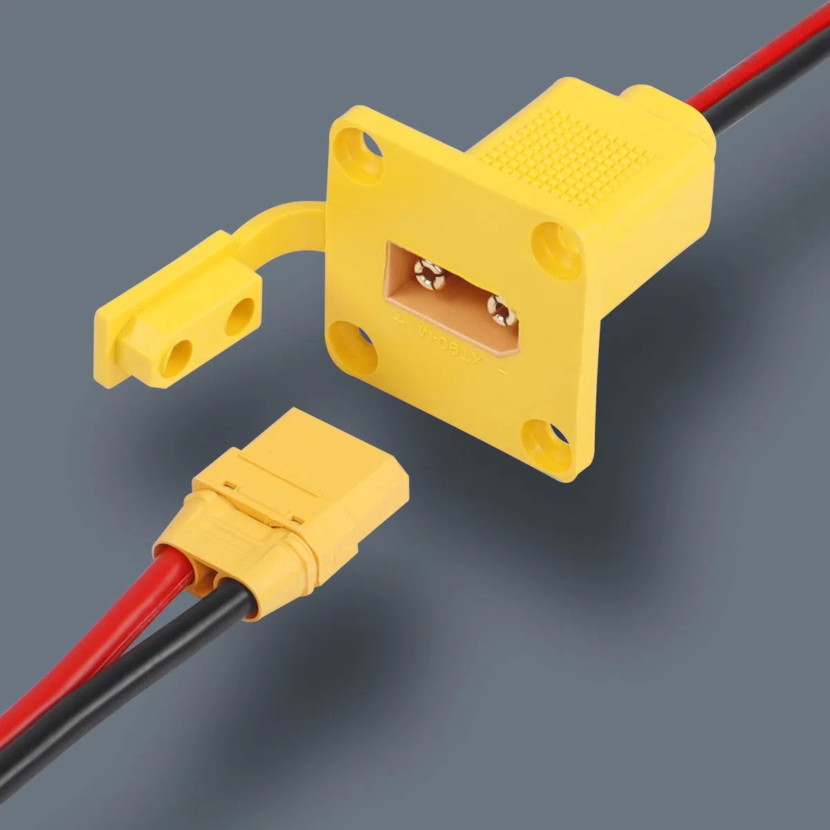 CERRXIAN 10AWG XT90 maschio filo nudo con pannello di montaggio, spina maschio XT90 con pannello Mout per aprire filo nudo per batteria RC Lipo FPV Drone (1m)
