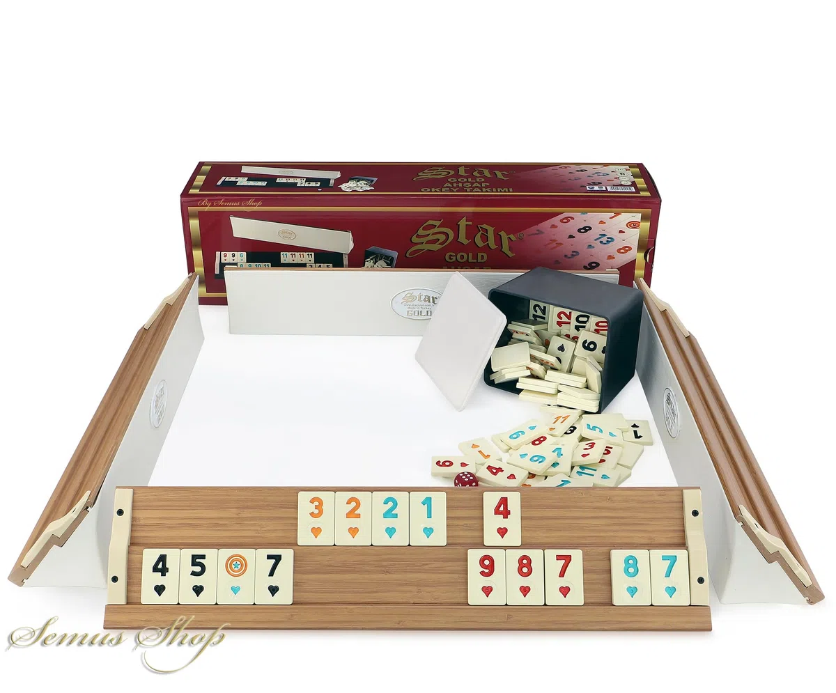 Original Star Rummy/Okey Gold in Legno Plastica con Pietre in Melamina Okey Takimi (Chiaro)