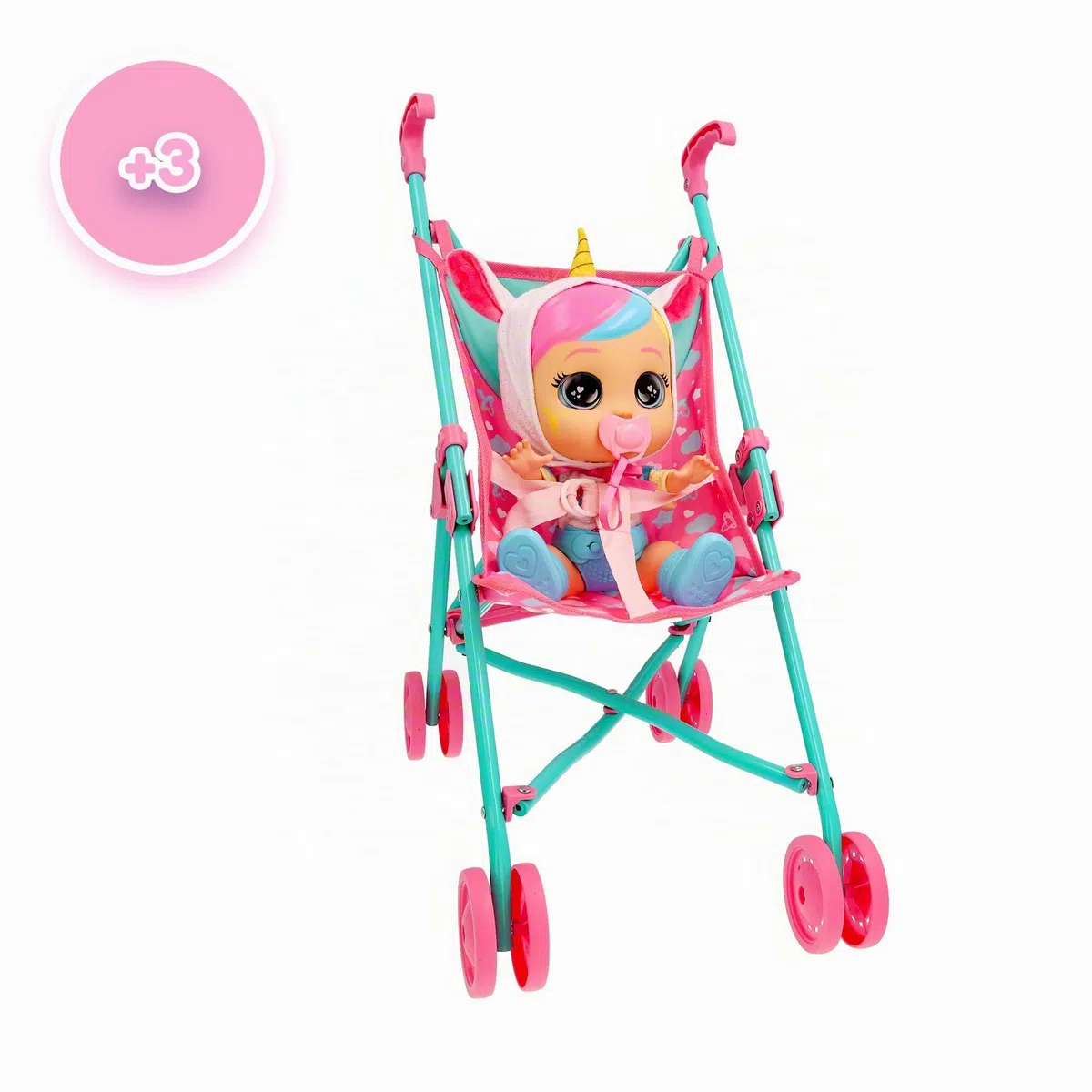 Bebés Llorones Passeggino per bambole facile da piegare, Accessori bambole & Giocattolo per bambina e bambino +2 Anni
