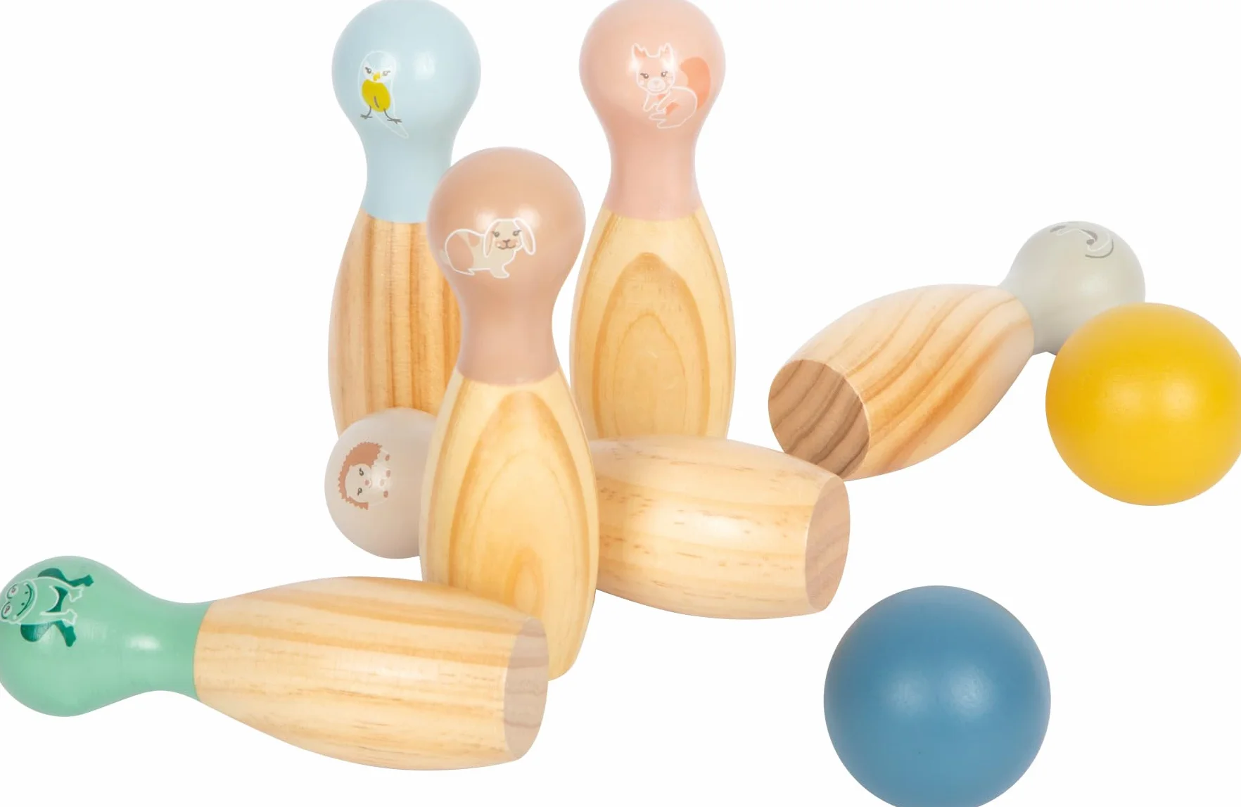 small foot Bowling "Garden Buddies" in legno, gioco dei birilli con motivi animali, bowling per bambini dai 3 anni, 12644
