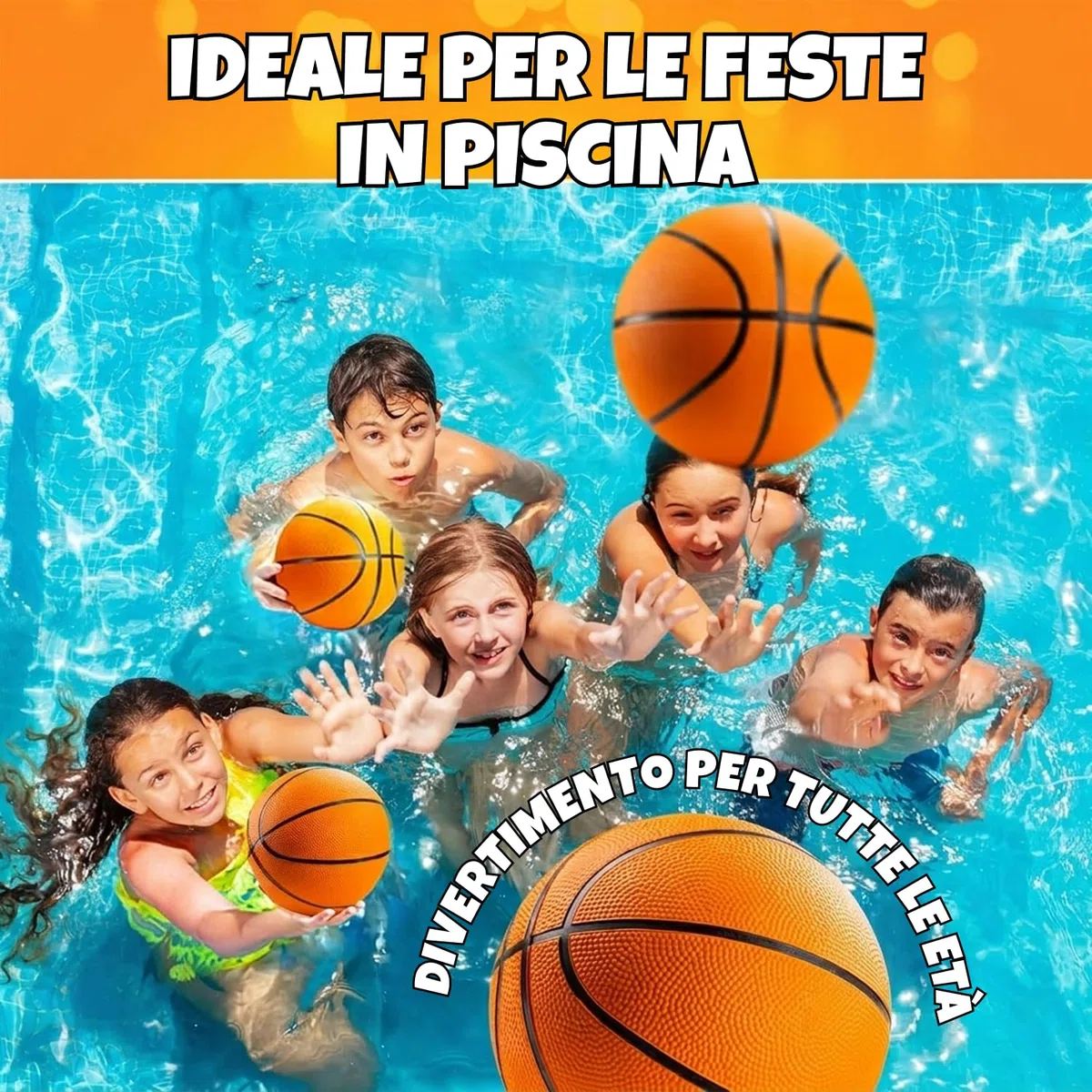 Bedwina Mini Palloni da Basket (2/4) 17,8 cm Misura 3 – Set con Mini Canestro per Interno/Esterno, Piscina, Feste, Giochi Arcade – Idea Regalo per Bambini