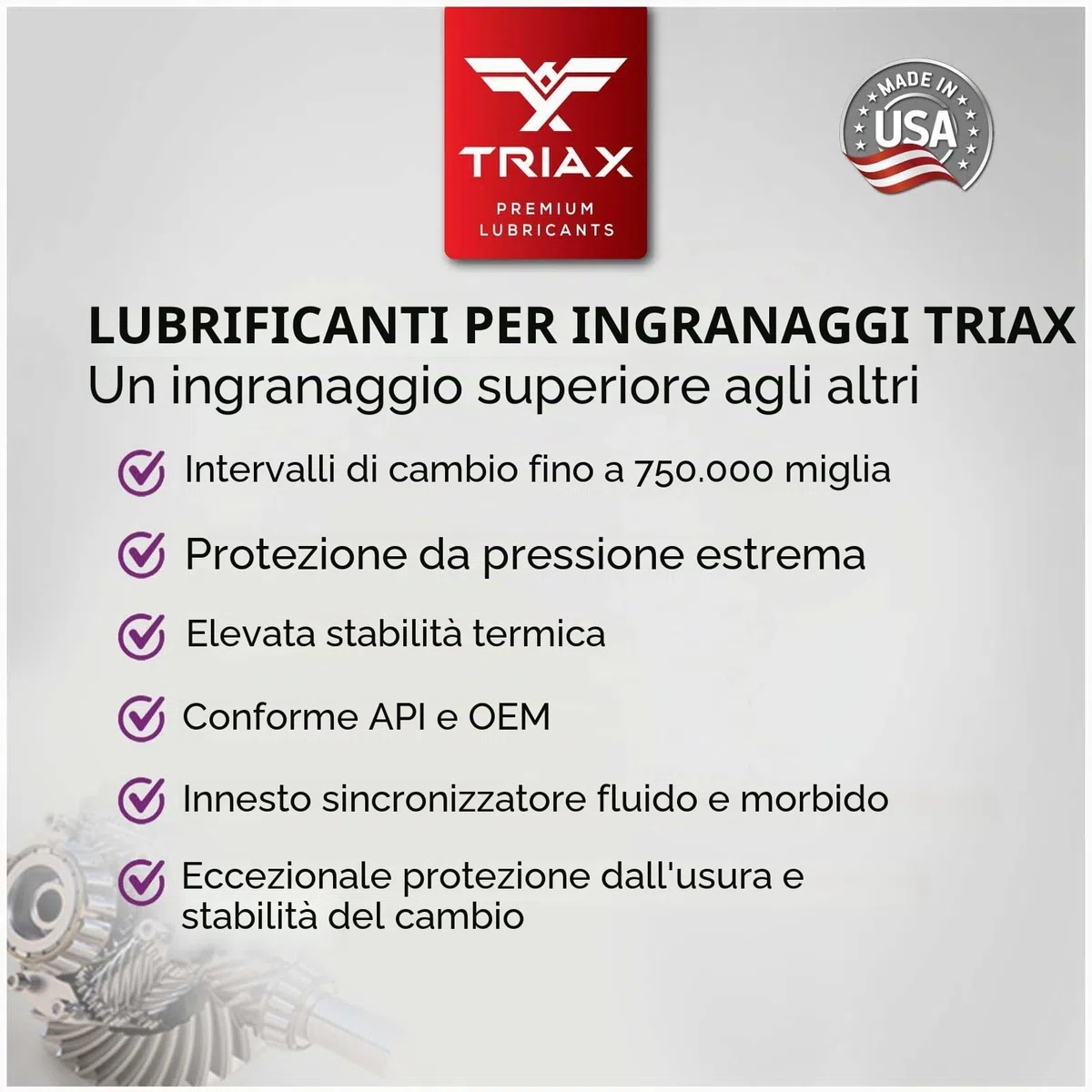 TRIAX HD Gear Premium LS 80W-90 GL-5 olio lubrificante per cambi manuali, differenziali a slittamento limitato, trasmissioni manuali, ingranaggi ipoidi, assali. Approvato NATO Military (1 quarto)