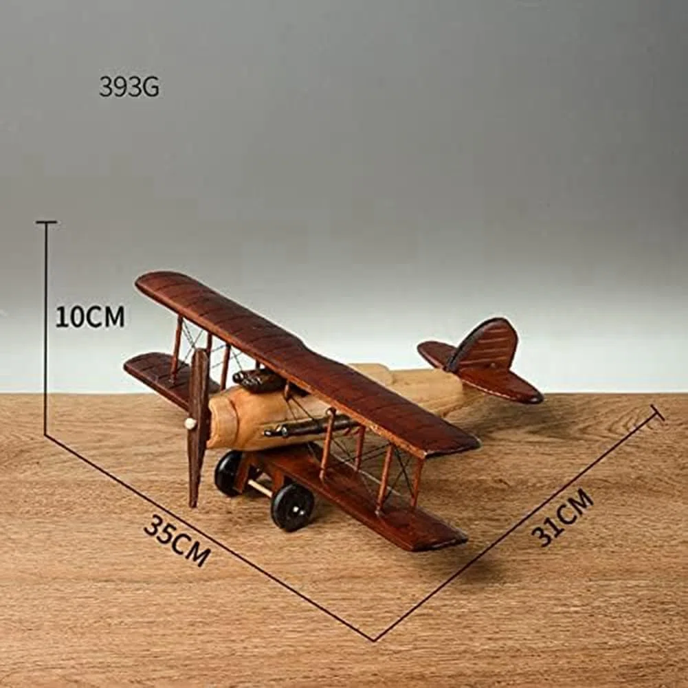 Modello di aereo vintage a vela biplano in miniatura giocattolo per appassionati di aviazione come regalo o da collezione, 35 x 31 x 10 cm