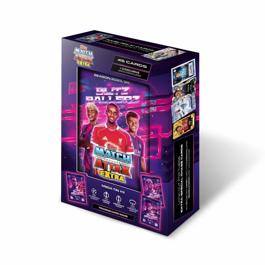 Topps UCC Match Attax Extra 2026 - Mega Tin - Goliaths - contiene 48 carte di cui 3 carte Goliaths LE.