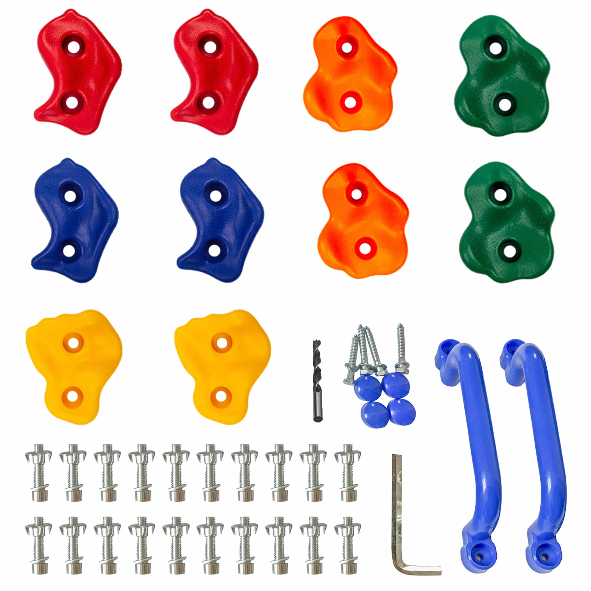 KINSPORY Prese Arrampicata Bambini, 10 Pezzi Prese d'arrampicata per pareti, Colorati, Incluso Materiale di Fissaggio, con Set di Viti