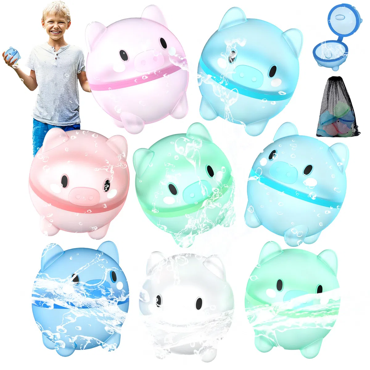 8/12/16 pcs Gavettoni Riutilizzabili, Giochi acqua Bambini, Giochi piscina bambini, Estivi per la Piscina, Spiaggia all'Aperto (8-pcs)