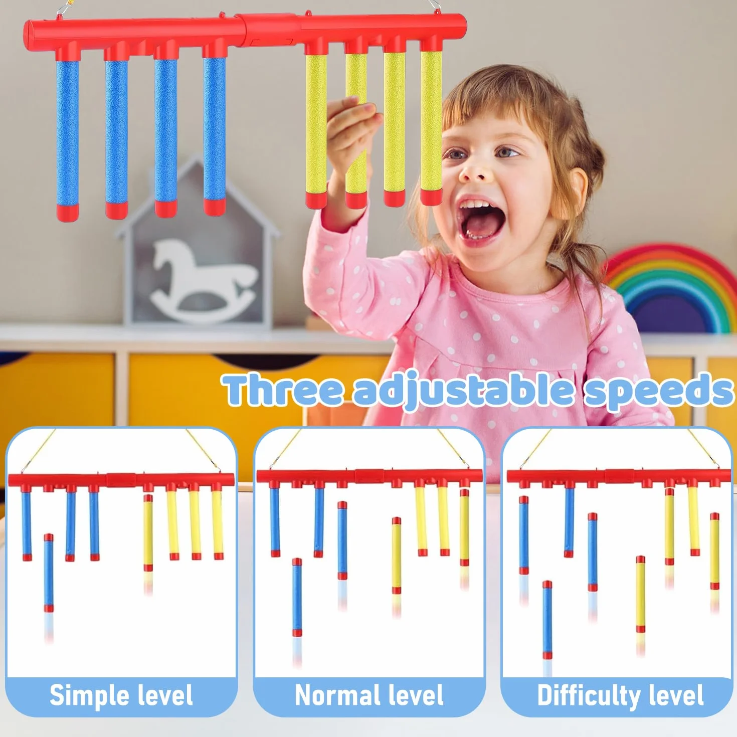 Catching Sticks Game, Divertenti Gioco Riflessi Bastoncini, Giochi di Cattura di Bastoni, 3 Falling Speeds Adjustable, Reaction Training Toy, Gioco Di Reazione Catch Sticks, per Bambini Adulti