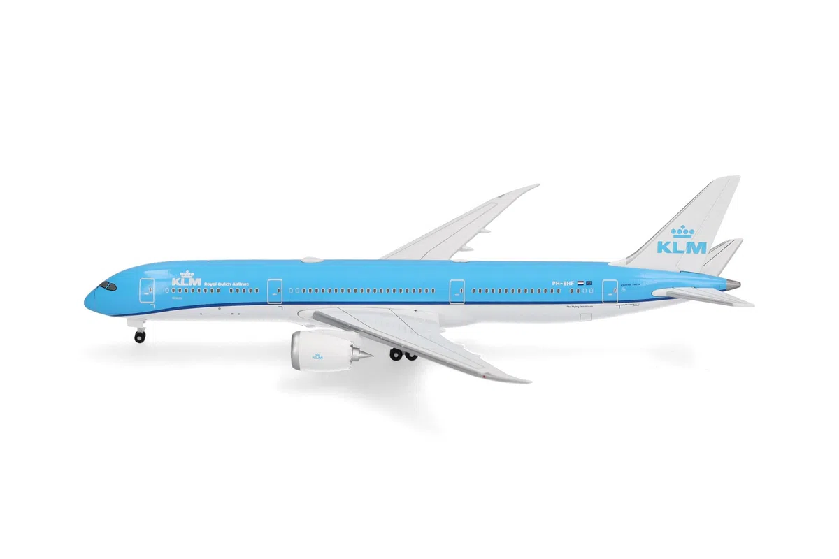 Herpa aereo in miniatura KLM Boeing 787-9 Dreamliner, miniatura in scala 1:500, pezzo da collezione, modello di aereo senza base, metallo
